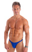 mens seamless skimpy bikini swimsuit half back skinz swimwear in Imperial Blue; Bodybuilder Posing Suit - Narrow Back in Blazing Orange 2; Bodybuilder Posing Su