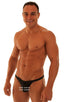 mens sexy swimwear bikini skinz international swimsuit brief in sheer Black Peep Show; Fitted Bikini Bathing Suit in Black Peep Show, Rear View; Fitted Bikini B