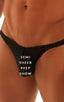 mens sexy swimwear bikini skinz international swimsuit brief in sheer Black Peep Show; Fitted Bikini Bathing Suit in Black Peep Show, Rear View; Fitted Bikini B