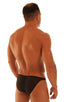 mens sexy swimwear bikini skinz international swimsuit brief in sheer Black Peep Show; Fitted Bikini Bathing Suit in Black Peep Show, Rear View; Fitted Bikini B