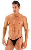 Super Low Brazilian Bikini in Super ThinSKINZ Black, Front View; Super Low Brazilian Bikini in Super ThinSKINZ Black, Rear View; Super Low Brazilian Bikini in S
