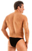 Super Low Brazilian Bikini in Super ThinSKINZ Black, Front View; Super Low Brazilian Bikini in Super ThinSKINZ Black, Rear View; Super Low Brazilian Bikini in S