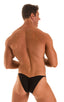 mens micro bikini swimsuit with tiny puckered butt in sheer Black Peep Show; Micro Pouch - Puckered RIO Back in Black Peep Show, Rear View; Micro Pouch - Pucker