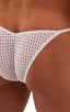 mens micro pouch bikini swimsuit with tiny puckered butt in sheer White Peep Show; Micro Pouch - Puckered Back - Rio Bikini in White Peep Show, Rear View; Micro