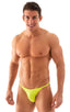 Super Low Brazilian Bikini in Chartreuse, Front View; Super Low Brazilian Bikini in Chartreuse, Rear View; Super Low Brazilian Bikini in Chartreuse, Front Alter