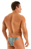 Super Low Brazilian Bikini in Super ThinSKINZ Aqua Snakeskin, Front View; Super Low Brazilian Bikini in Super ThinSKINZ Aqua Snakeskin, Rear View; Super Low Bra