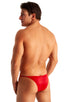 Super Low Brazilian Bikini in Semi Sheer ThinSkinz Red, Front View; Super Low Brazilian Bikini in Semi Sheer ThinSkinz Red, Rear View; Super Low Brazilian Bikin