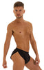 mens sexy swimsuit bikini cover up split shorts in sheer black; Swimsuit Cover Up Split Running Shorts in Super ThinSKINZ Black, Rear View; Swimsuit Cover Up Sp