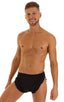 mens sexy swimsuit bikini cover up split shorts in sheer black; Swimsuit Cover Up Split Running Shorts in Super ThinSKINZ Black, Rear View; Swimsuit Cover Up Sp