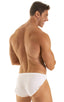 mens sexy swimsuit bikini cover up split shorts in sheer White; Swimsuit Cover Up Split Running Shorts in Super ThinSKINZ White, Rear View; Swimsuit Cover Up Sp