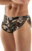 mens sexy swimsuit bikini cover up split shorts in sheer Mesh Camouflage; Swimsuit Cover Up Split Running Shorts in Mesh Camouflage, Rear View; Swimsuit Cover U