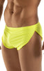 mens sexy swimsuit bikini cover up split shorts in Semi Sheer Chartreuse; Swimsuit Cover Up Split Running Shorts in Semi Sheer Chartreuse, Rear View; Swimsuit C