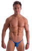mens blue leopard micro pouch swimsuit half back bikini skinz swimwear; Stuffit Pouch Half Back Tanning Swimsuit in Blue Leopard 2; Stuffit Pouch Half Back Tann