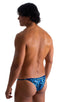 mens blue leopard micro pouch swimsuit half back bikini skinz swimwear; Stuffit Pouch Half Back Tanning Swimsuit in Blue Leopard 2; Stuffit Pouch Half Back Tann