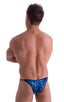 mens blue leopard micro pouch swimsuit half back bikini skinz swimwear; Stuffit Pouch Half Back Tanning Swimsuit in Blue Leopard 2; Stuffit Pouch Half Back Tann