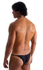mens see through black peep show micro pouch swimsuit half back bikini skinz swimwear; Stuffit Pouch Half Back Tanning Swimsuit in Semi Sheer Black Peep Show 2;