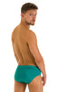 Pouch Brief Swimsuit in Deep Jade, Front View; Pouch Brief Swimsuit in Deep Jade, Rear View; Special Order Notice; Pouch Brief Swimsuit in Deep Jade Fabric