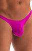 mens micro pouch bikini swimsuit brief in magenta; Stuffit Pouch Bikini Swimsuit in Magenta, Rear View; Stuffit Pouch Bikini Swimsuit in Magenta, Front Alternat