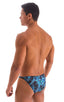 mens micro pouch bikini swimsuit brief in sheer dark water; Stuffit Pouch Bikini Swimsuit in Super ThinSKINZ Dark Water, Rear View; Stuffit Pouch Bikini Swimsui