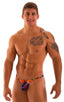 mens micro pouch thong back sexy swimsuit in swimwear fabric Tan Through RaveUp; Stuffit Pouch Thong in Tan Through RaveUp, Rear View; Stuffit Pouch Thong in Ta