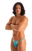 mens smooth pouch string side t back thong sexy swimsuit bikini in sheer Cascade; Smooth Pouch Skinny Sides Swim Thong in Super ThinSKINZ Cascade 2; Smooth Pouc