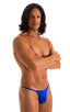 mens smooth pouch string side t back thong sexy swimsuit bikini in Imperial Blue; Smooth Pouch Skinny Sides Swim Thong in Imperial Blue 2; Smooth Pouch Skinny S