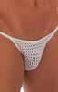 mens super low brazilian bikini in sheer white peep show skinz man swimsuit; Super Low Brazilian Bikini in White Peep Show, Rear View; Super Low Brazilian Bikin