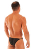 mens super low brazilian bikini in sheer black peep show skinz man swimsuit; Super Low Brazilian Bikini in Black Peep Show, Rear View; Super Low Brazilian Bikin