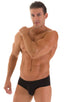 Pouch Brief Swimsuit in Super ThinSKINZ Black, Front View; Pouch Brief Swimsuit in Super ThinSKINZ Black, Rear View; Pouch Brief Swimsuit in Super ThinSKINZ Bla