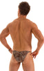 mens micro bikini swimsuit with tiny puckered butt in Super ThinSkinz Cheeta; Micro Pouch - Puckered Back - Rio Bikini in Super ThinSkinz Cheeta, Rear View; Mic