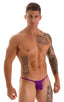 Stuffit Pouch Half Back Tanning Swimsuit in ThinSkinz Grape, Front View; Stuffit Pouch Half Back Tanning Swimsuit in ThinSkinz Grape, Rear View; Stuffit Pouch H