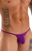 Stuffit Pouch Half Back Tanning Swimsuit in ThinSkinz Grape, Front View; Stuffit Pouch Half Back Tanning Swimsuit in ThinSkinz Grape, Rear View; Stuffit Pouch H