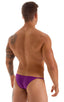 Stuffit Pouch Half Back Tanning Swimsuit in ThinSkinz Grape, Front View; Stuffit Pouch Half Back Tanning Swimsuit in ThinSkinz Grape, Rear View; Stuffit Pouch H