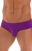 Pouch Brief Swimsuit in ThinSKINZ Grape, Front View; Pouch Brief Swimsuit in ThinSKINZ Grape, Rear View; Pouch Brief Swimsuit in ThinSKINZ Grape, Front Alternat