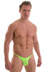 Sunseeker2 Tanning Swimsuit in ThinSKINZ Neon Lime, Front View; Sunseeker2 Tanning Swimsuit in ThinSKINZ Neon Lime, Rear View; Sunseeker2 Tanning Swimsuit in Th