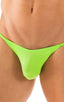 Super Low Brazilian Bikini in Semi Sheer ThinSKINZ Neon Lime, Front View; Super Low Brazilian Bikini in Semi Sheer ThinSKINZ Neon Lime, Rear View; Super Low Bra