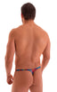 Stuffit Pouch Thong in Semi Sheer Tropical Feathers Printed Mesh, Front View; Stuffit Pouch Thong in Semi Sheer Tropical Feathers Printed Mesh, Rear View; Stuff