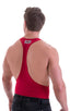String Tank Gym Tee in ThinSKINZ Lipstick Red, Front View; String Tank Gym Tee in ThinSKINZ Lipstick Red, Rear View; Special Order Notice; String Tank Gym Tee i