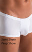 Fitted Pouch - Boxer - Swim Trunks in White and White Peep Show 1; Fitted Pouch - Boxer - Swim Trunks in White and White Peep Show 2; Fitted Pouch - Boxer - Swi