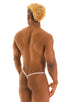 mens sexy g string swimsuit micro thong swimwear in sheer White; Y Back G String Thong in Super ThinSKINZ White, Rear View; Y Back G String Thong in Super ThinS