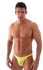 Mens Seamless Skimpy Bikini Swimsuit in ThinSKINZ Buttercup 1; Mens Seamless Skimpy Bikini Swimsuit in ThinSKINZ Buttercup 2; Mens Seamless Skimpy Bikini Swimsu