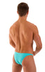 mens half back bikini swimsuit tanning skinz bikini swimwear in Aquamarine; Rio Tanning Bikini Swimsuit in Aquamarine, Rear View; Rio Tanning Bikini Swimsuit in