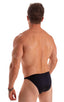 mens seamless tiny bikini swimsuit brief skinz swimwear in Black; Mens Seamless Pouch Bikini Swimsuit in Black 2; Mens Seamless Pouch Bikini Swimsuit in Black 3