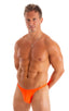 mens seamless tiny bikini swimsuit brief skinz swimwear in Blazing Orange; Mens Seamless Pouch Bikini Swimsuit in Blazing Orange 2; Mens Seamless Pouch Bikini S