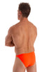 mens seamless tiny bikini swimsuit brief skinz swimwear in Blazing Orange; Mens Seamless Pouch Bikini Swimsuit in Blazing Orange 2; Mens Seamless Pouch Bikini S