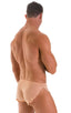 Swimsuit Cover Up Split Running Shorts in Super ThinSKINZ Nude, Front View; Swimsuit Cover Up Split Running Shorts in Super ThinSKINZ Nude, Rear View; Swimsuit