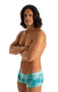 mens swimwear extreme low square cut swimsuit boxer trunks by skinz swimwear in Super ThinSKINZ Cascade; Extreme Low Square Cut Swim Trunks in Super ThinSKINZ C