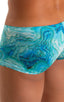 mens swimwear extreme low square cut swimsuit boxer trunks by skinz swimwear in Super ThinSKINZ Cascade; Extreme Low Square Cut Swim Trunks in Super ThinSKINZ C