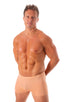 mens square cut swimsuit boxer trunks by skinz swimwear Super ThinSKINZ Beige; Mens Square Cut Seamless Swim Trunks in Super ThinSKINZ Beige 2; Mens Square Cut