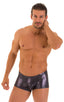 Fitted Pouch - Boxer - Swim Trunks in Ice Karma Nero, Front Alternative; Fitted Pouch - Boxer - Swim Trunks in Ice Karma Nero, Rear View; Fitted Pouch - Boxer -